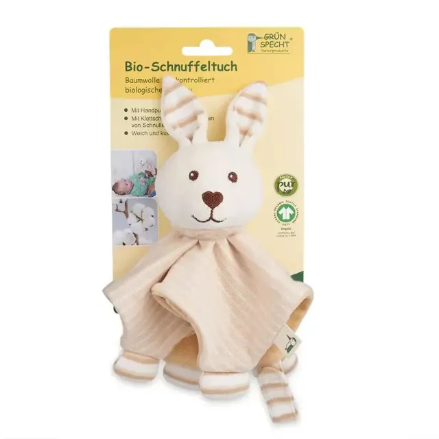 Grünspecht doudou lapin coton bio attache tétine