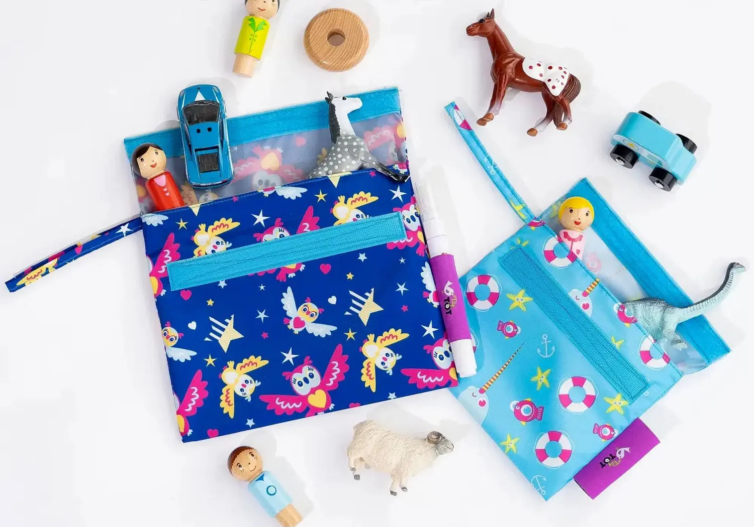 LiliNappy Tidy Tot sacs à goûter réutilisables avec tapis dessin