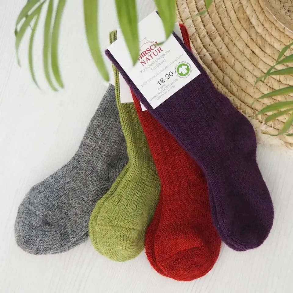 Hirsch Natur Chaussettes hautes enfant pure laine bio