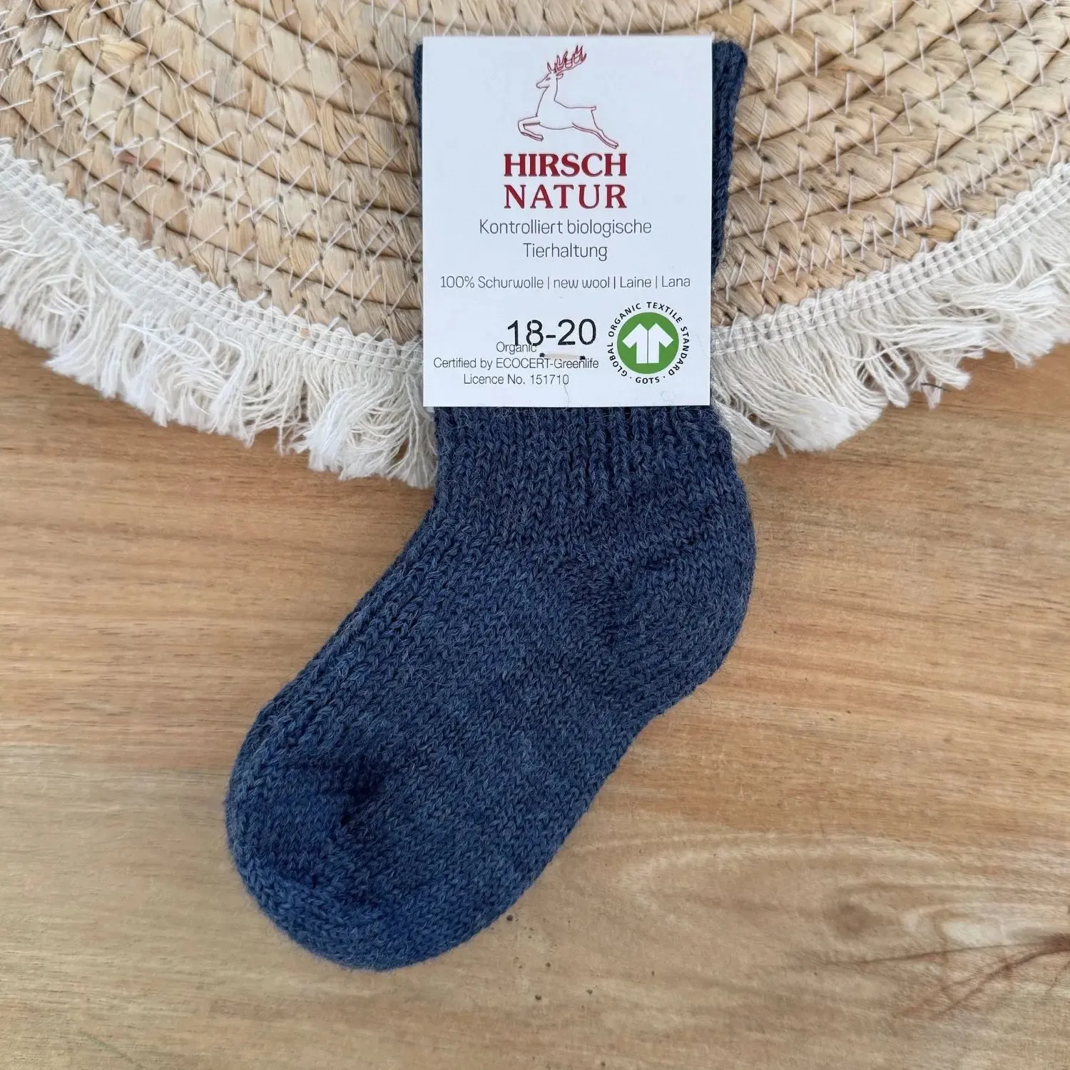 LiliNappy Hirsch Natur chaussettes laine enfant bio