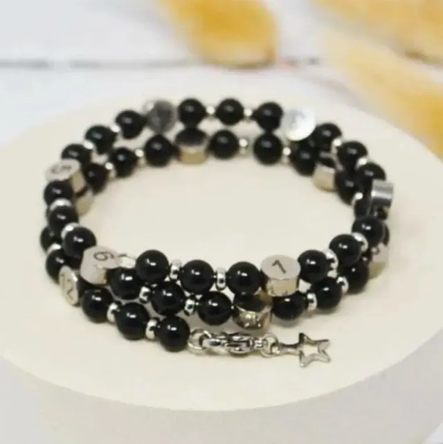 Irréversible Bijoux bracelet allaitement Obsidienne