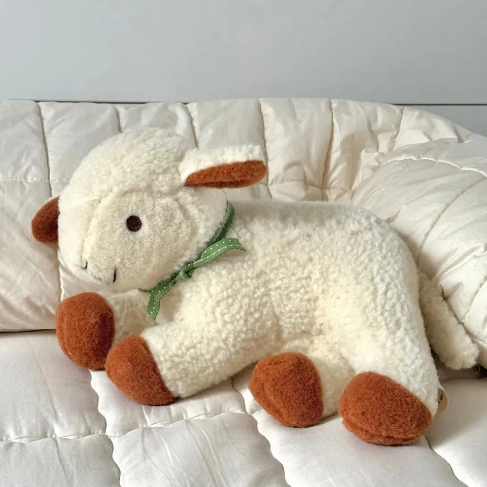 Sassoupi grand mouton peluche laine vierge 30 cm