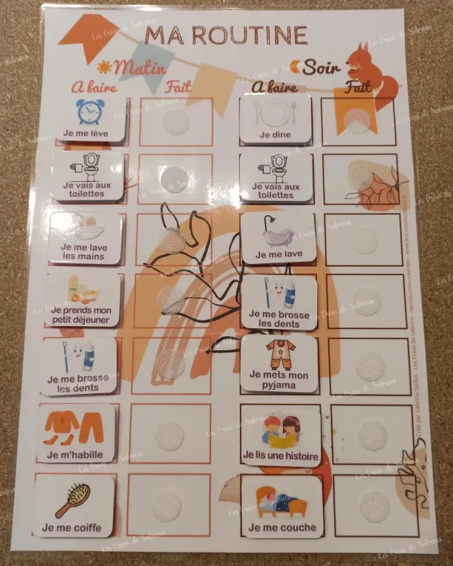Les Créas de Sabrina Tableau routine enfant 14 étiquettes A4