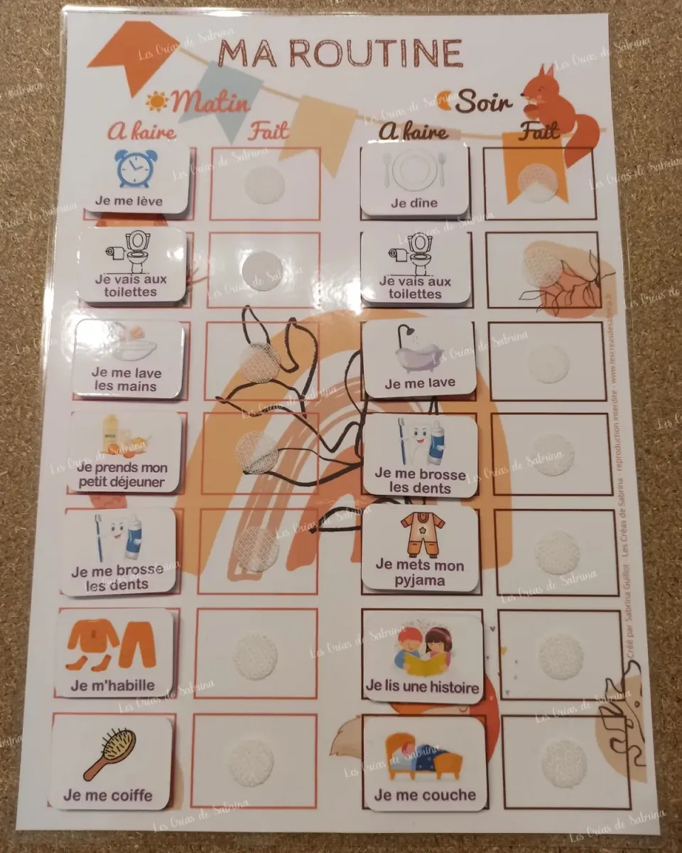 Les Créas de Sabrina Tableau routine enfant 14 étiquettes A4