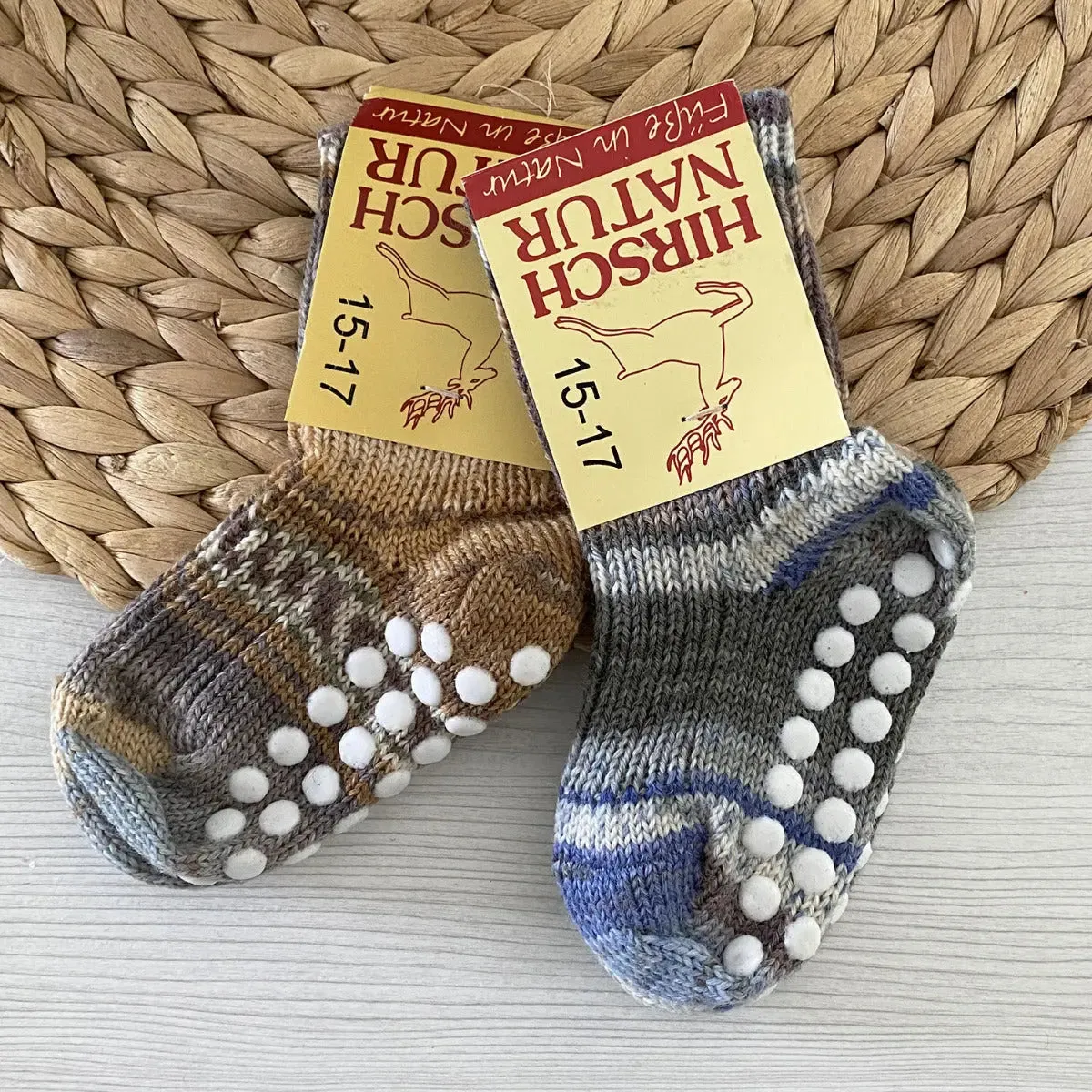 Hirsch Natur chaussettes pure laine antidérapantes enfant