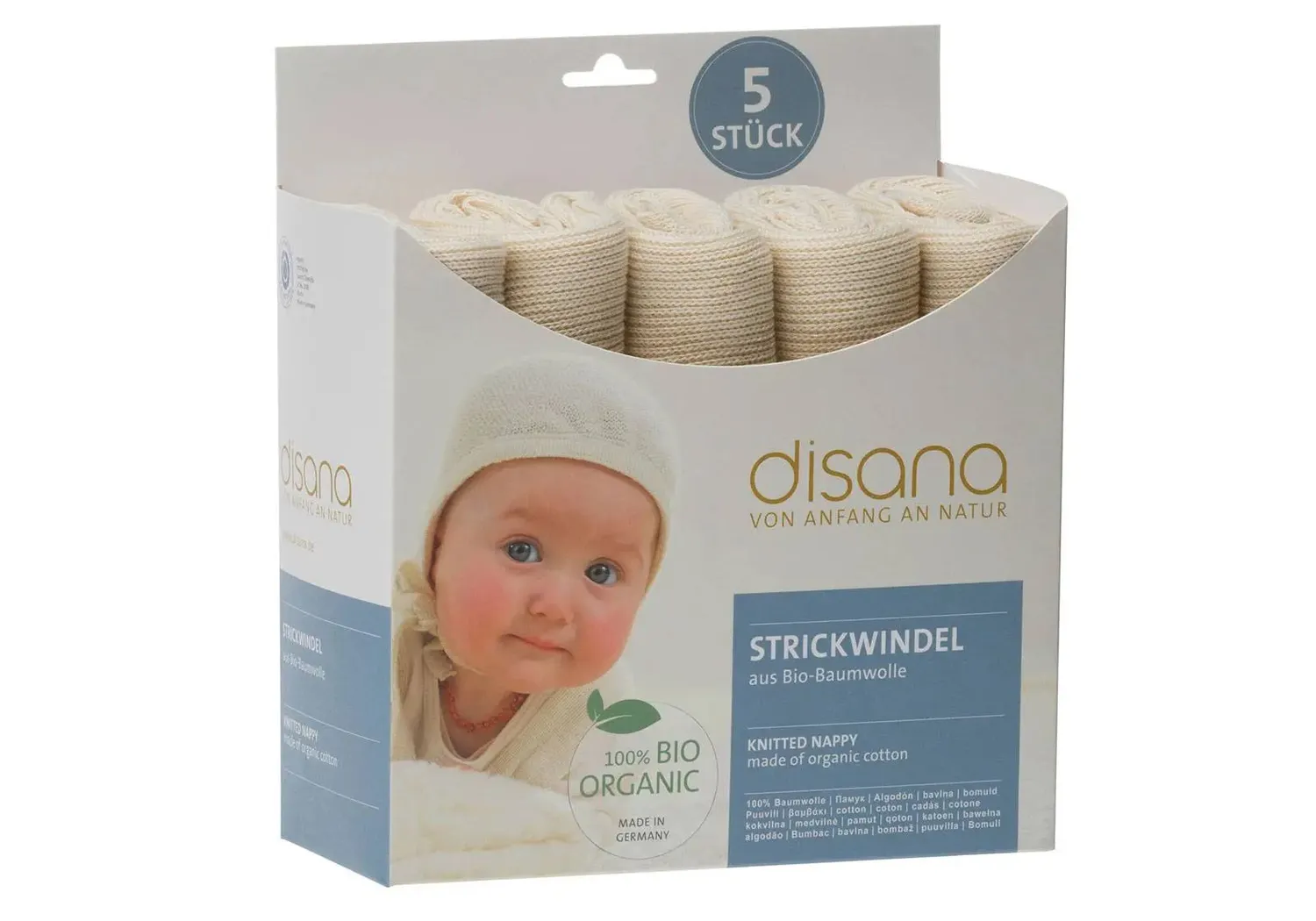 Disana lange tricoté à nouer coton bio couche lavable
