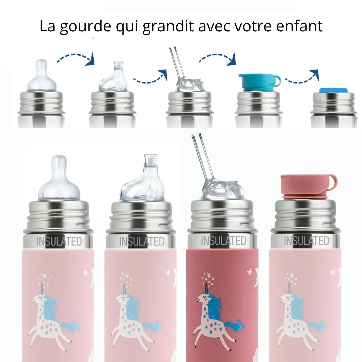 Pura Free Inox gourde paille isotherme 260ml