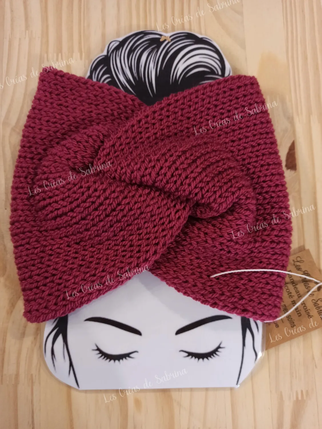Les Créas de Sabrina bandeau croisé adulte tricoté acrylique