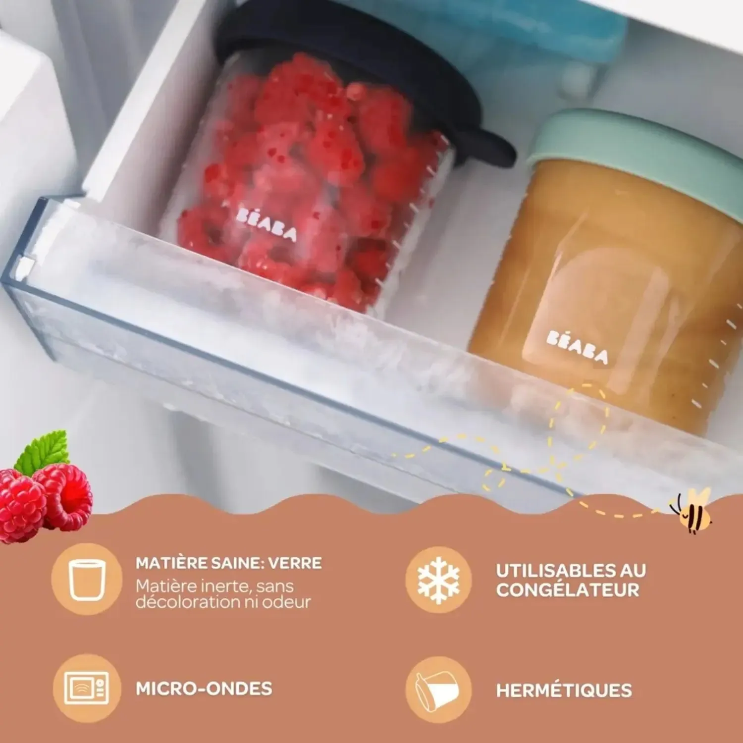 Béaba Natural Color Mix pot verre 250ml x10 hermétique