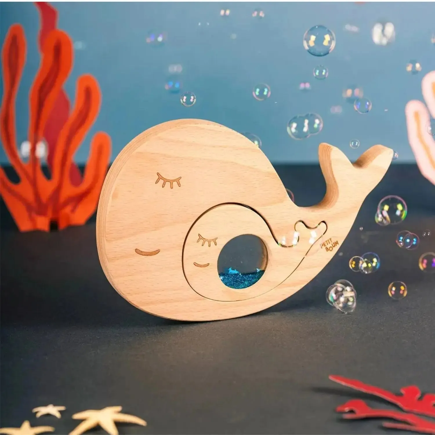 Petit Boum Whale & Baby puzzle sensoriel bois
