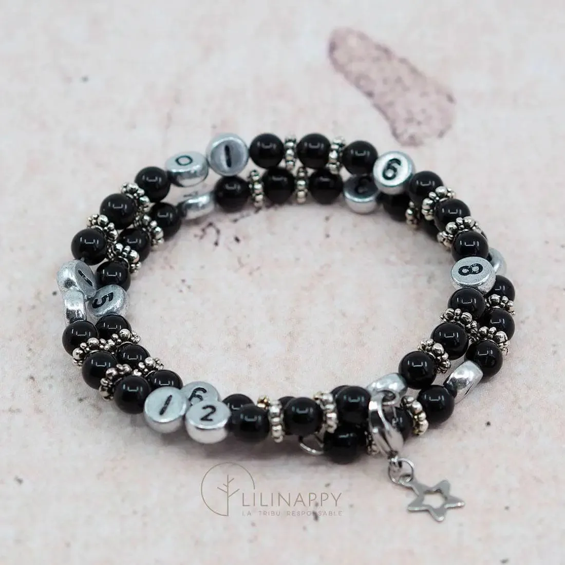 Irréversible Bijoux bracelet allaitement Obsidienne