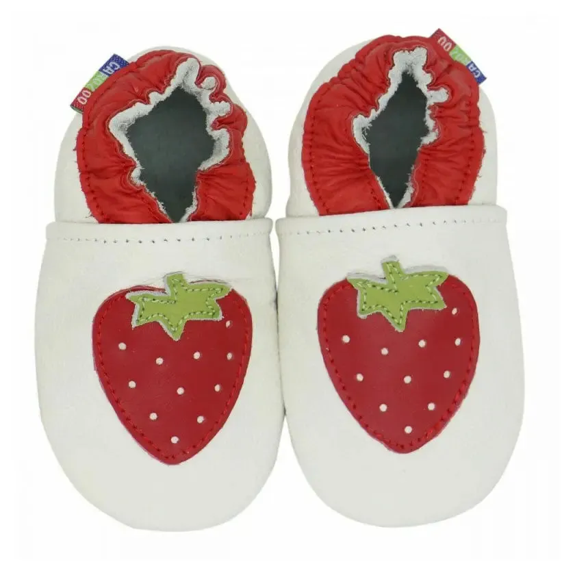 Carozoo Bunny chaussons cuir souple fond rouge