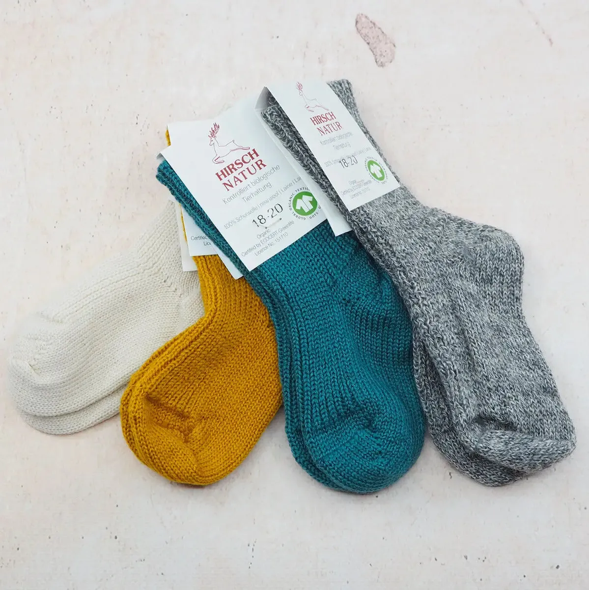 LiliNappy Hirsch Natur chaussettes laine enfant bio