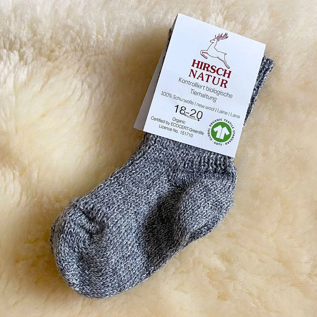 LiliNappy Hirsch Natur chaussettes laine enfant bio