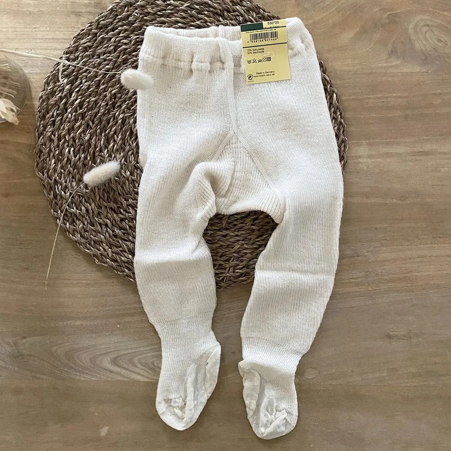 Hirsch Natur collant laine coton bio bébé