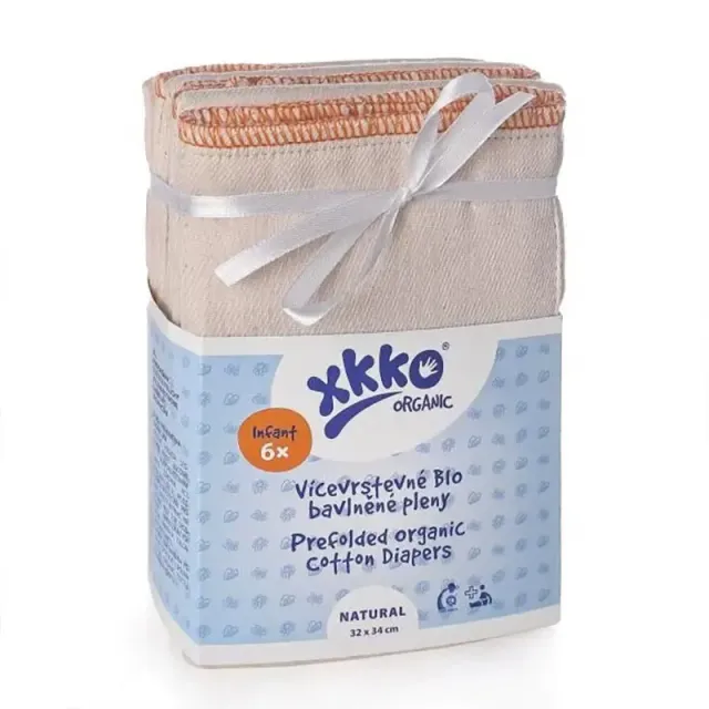 LiliNappy Xkko langes prépliés 6 pièces en coton bio
