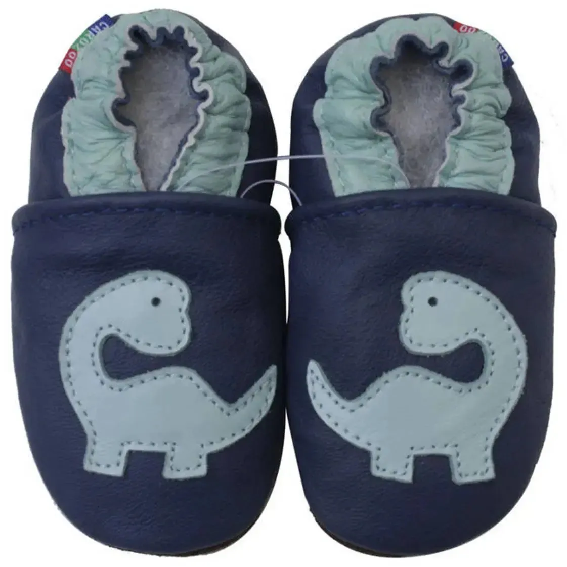 Carozoo Bunny chaussons cuir souple fond rouge