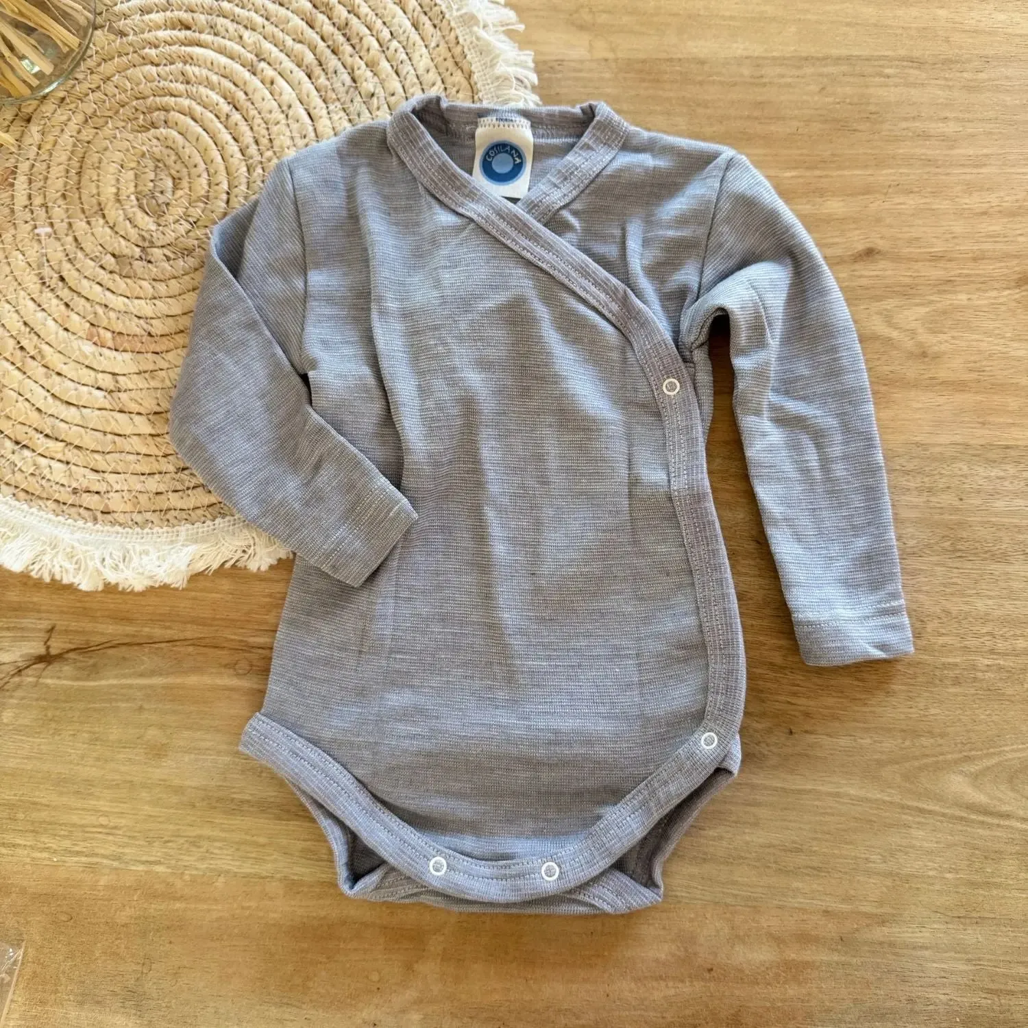 Cosilana body laine soie manches longues ouverture devant