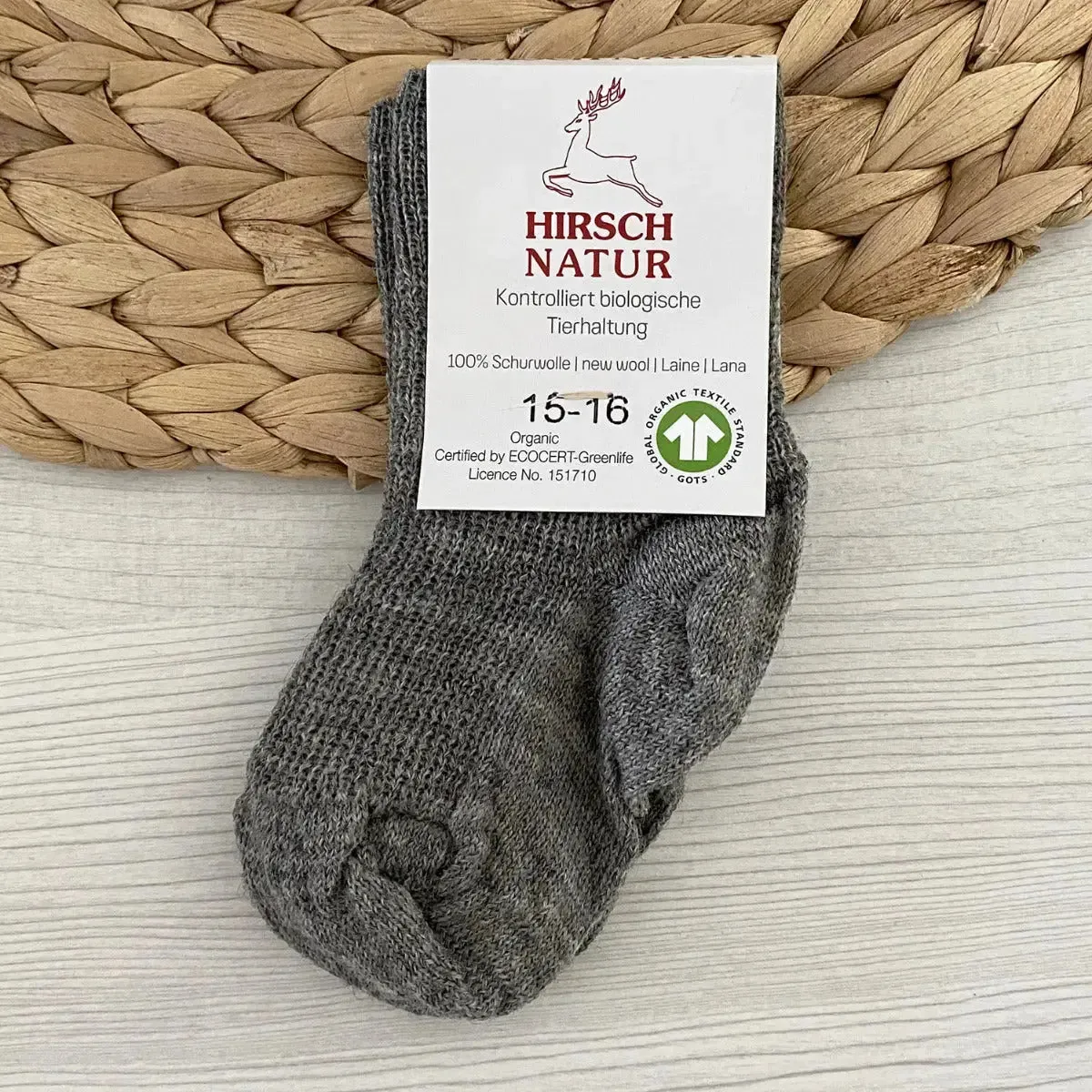Chaussettes fines en laine bio Hirsch Natur