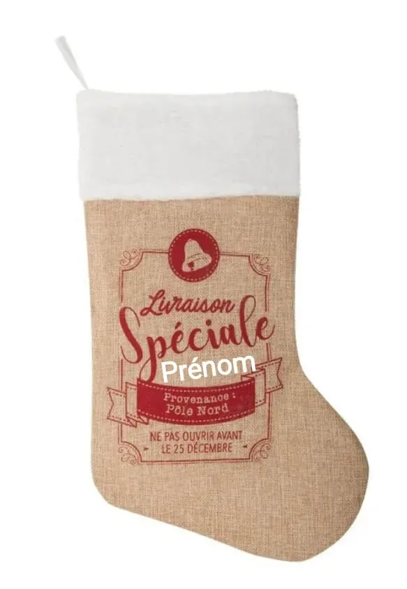 Les Créas de Sabrina chaussette de Noël personnalisée prénom