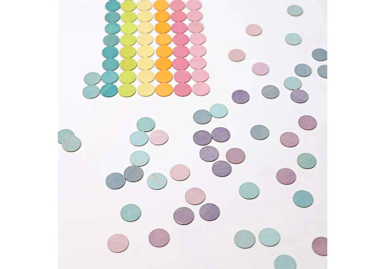 Grimm's confettis bois pastel 120 pièces réutilisables