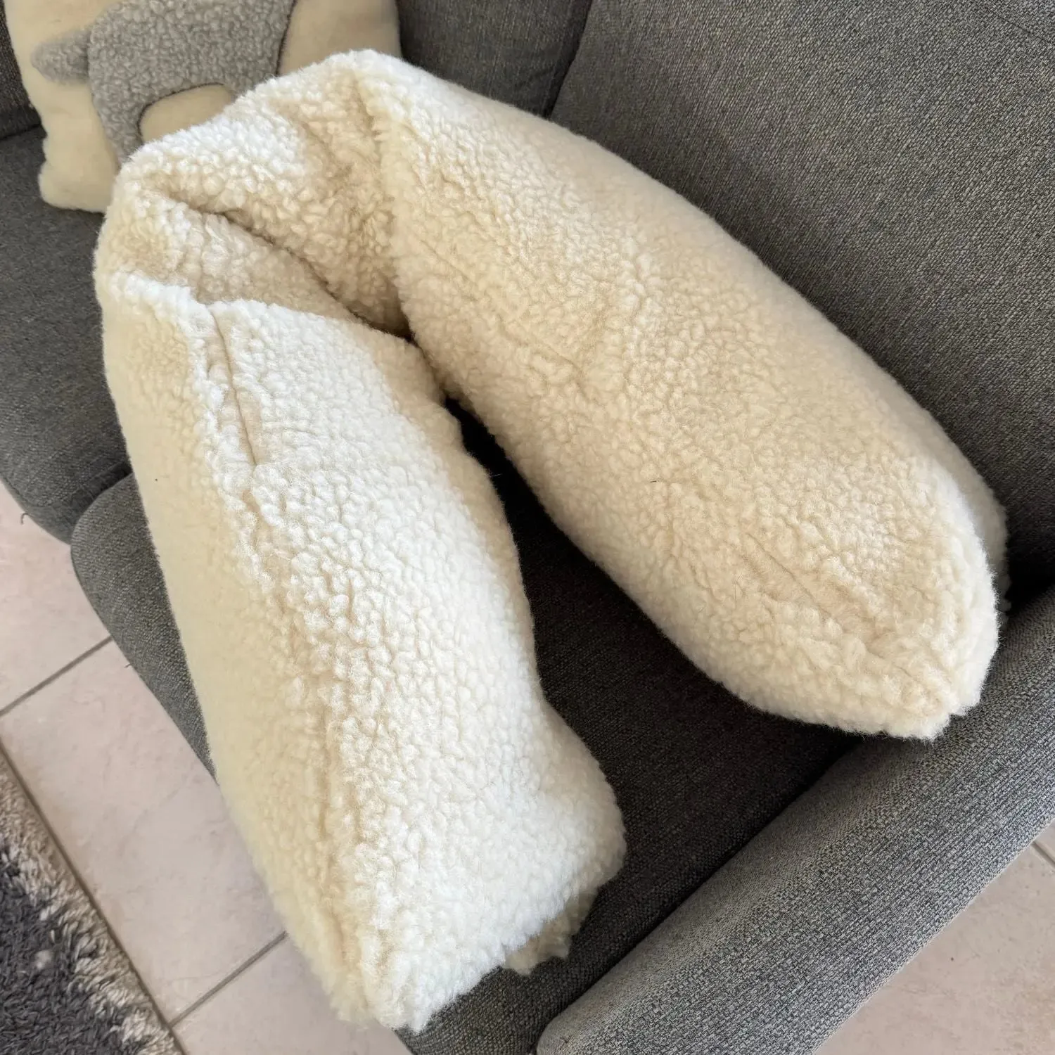 Sassoupi housse coussin 35x140 cm laine vierge naturel