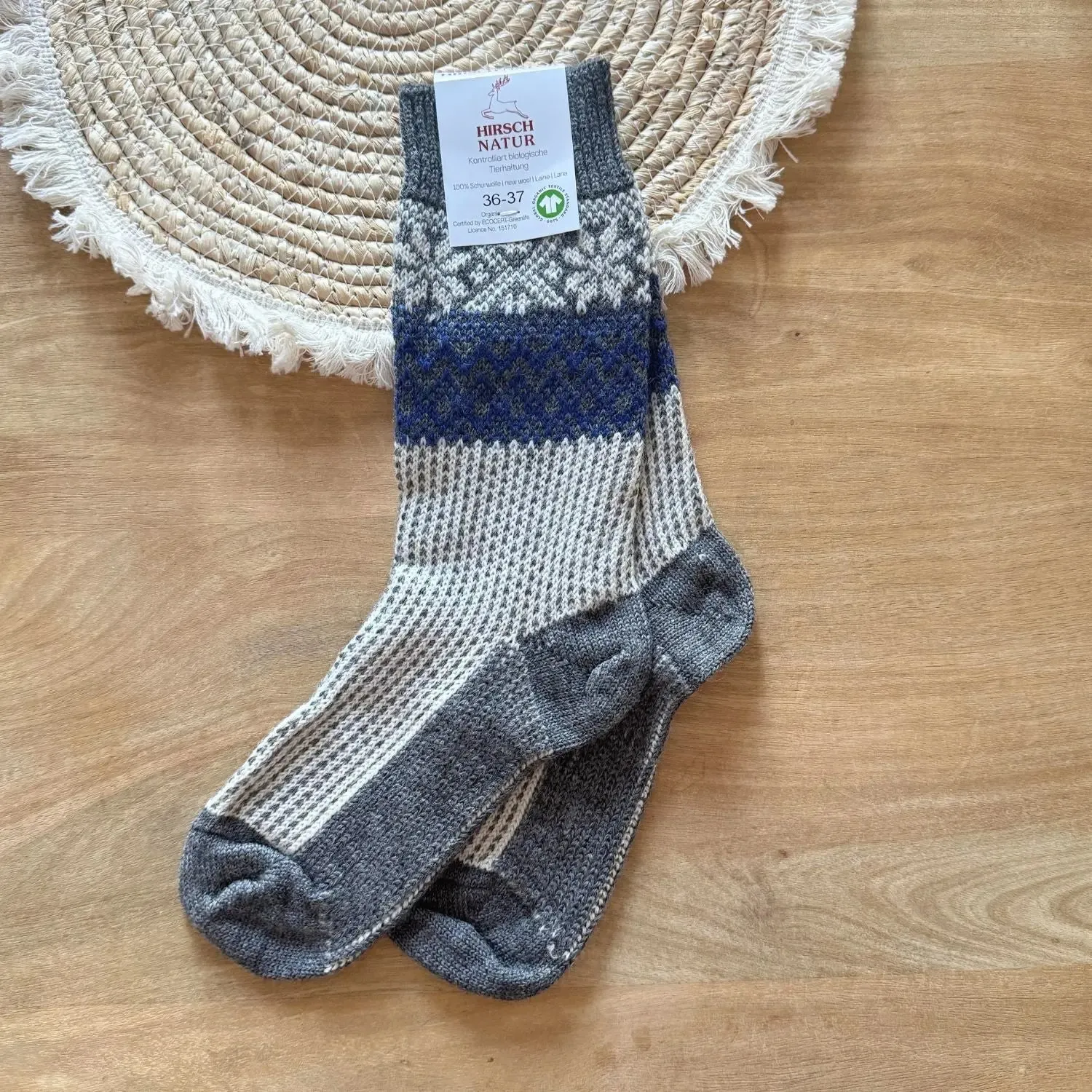 Hirsch Natur chaussettes flocons laine