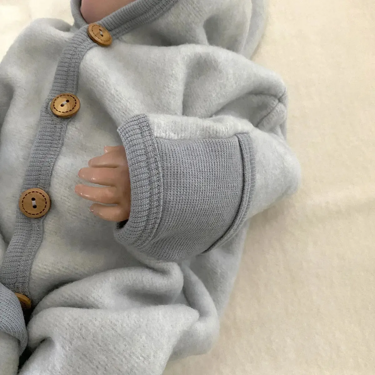 Cosilana Combinaison Bébé Polaire Laine Coton Bio Gris
