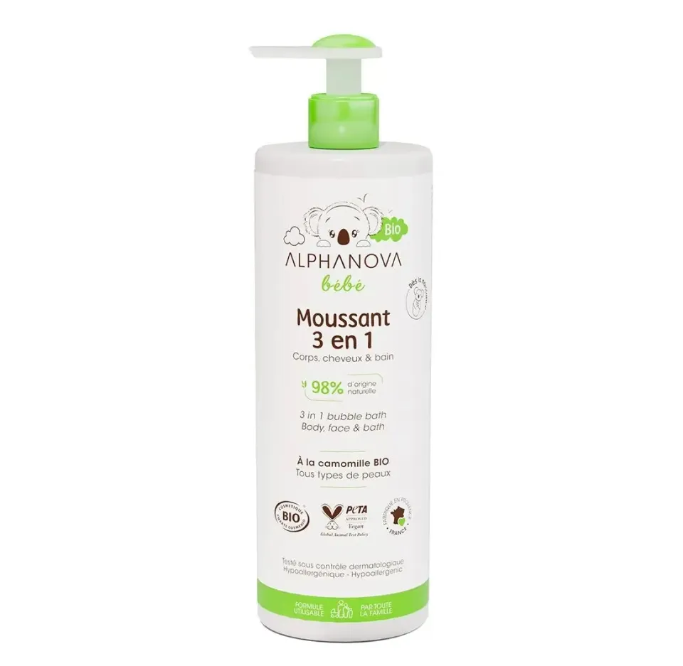Alphanova 3 en 1 gel lavant bébé bio 400 ml