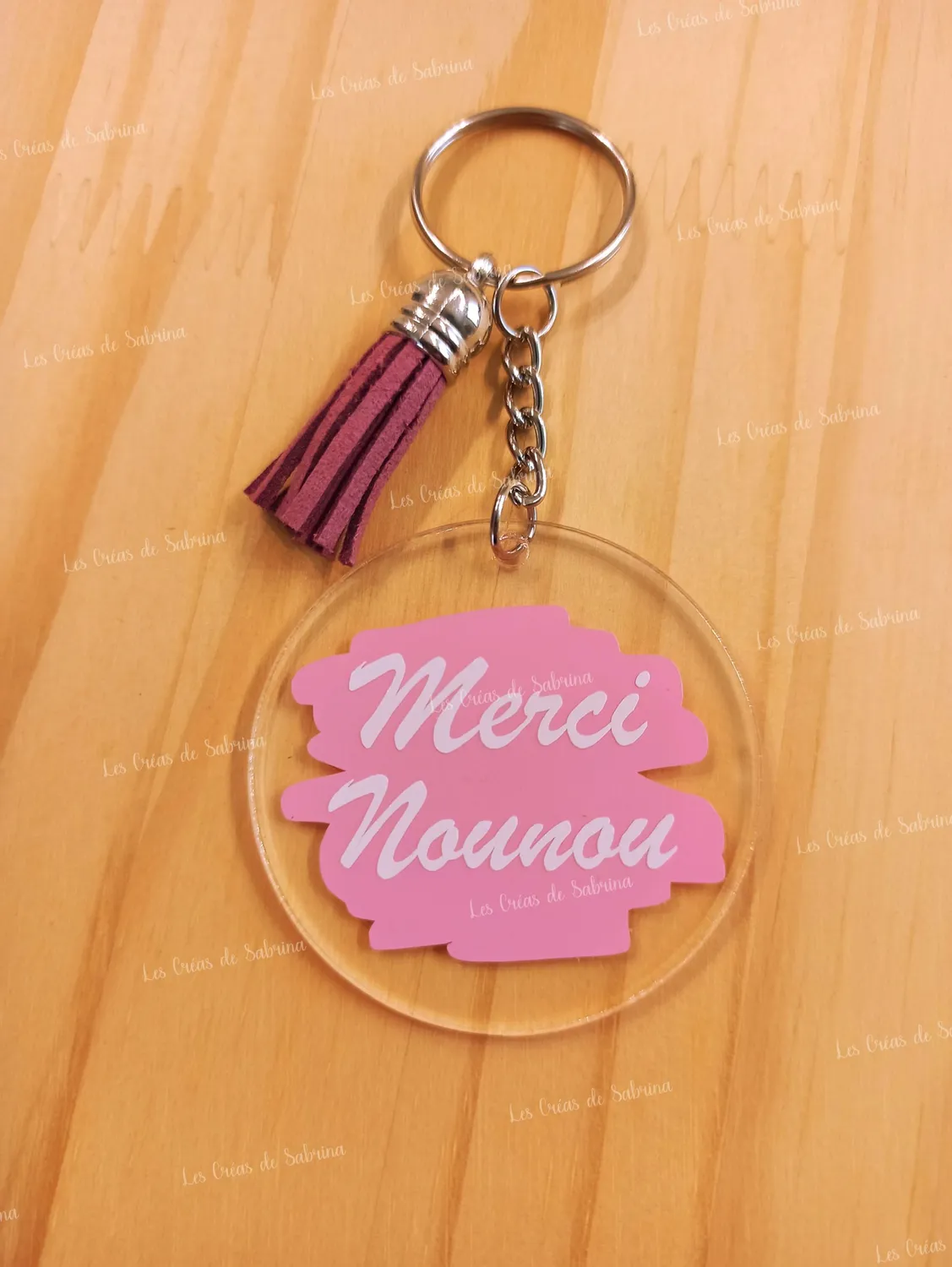 Les Créas de Sabrina porte-clés acrylique pompon cuir