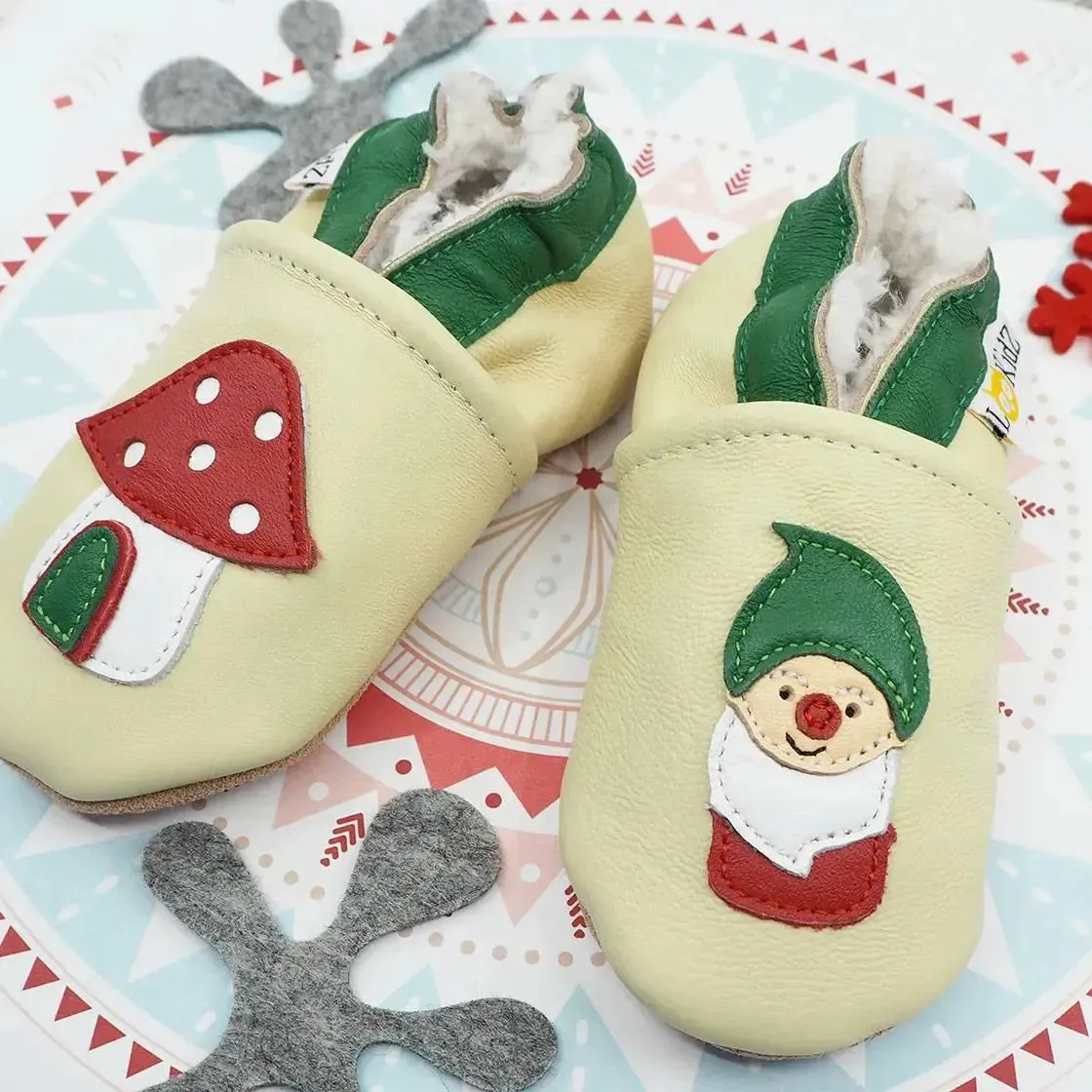 Lookidz chaussons bébé en cuir fourrés, 3-6 mois