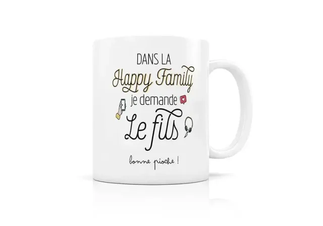 Créabisontine Happy Family mug porcelaine Fils 9,5 cm