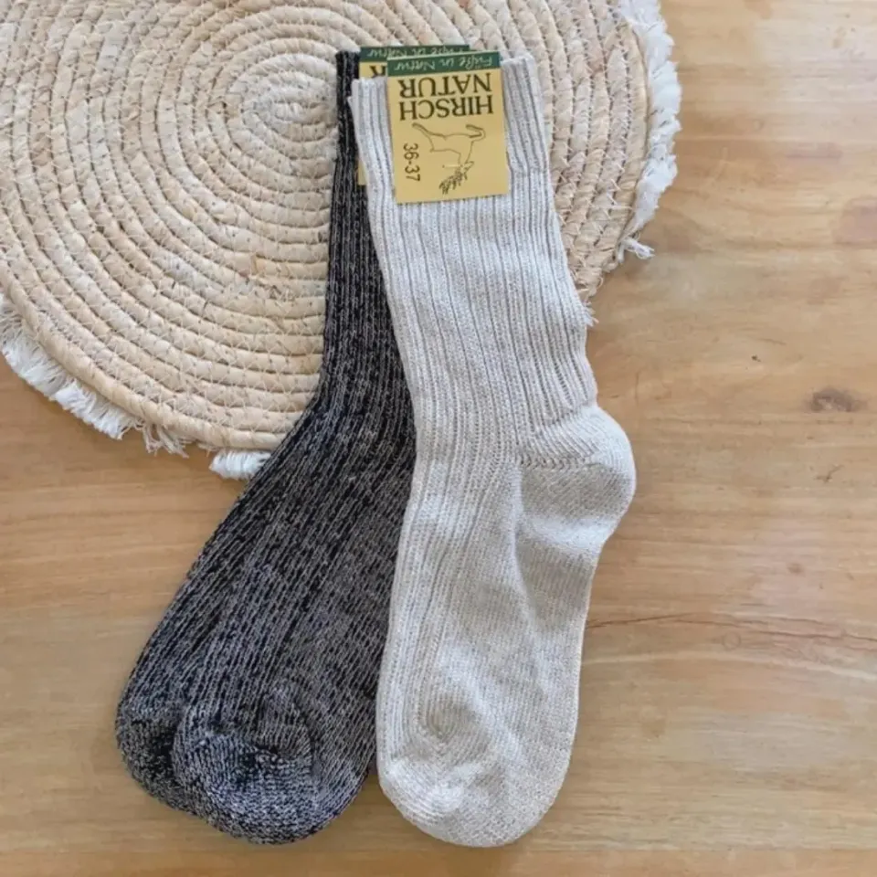 Hirsch Natur Chaussettes Coton Lin Bio Respirantes