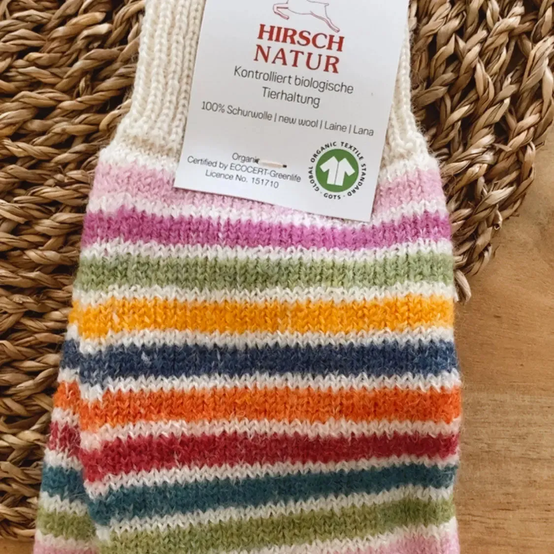 Hirsch Natur jambières en laine vierge bio