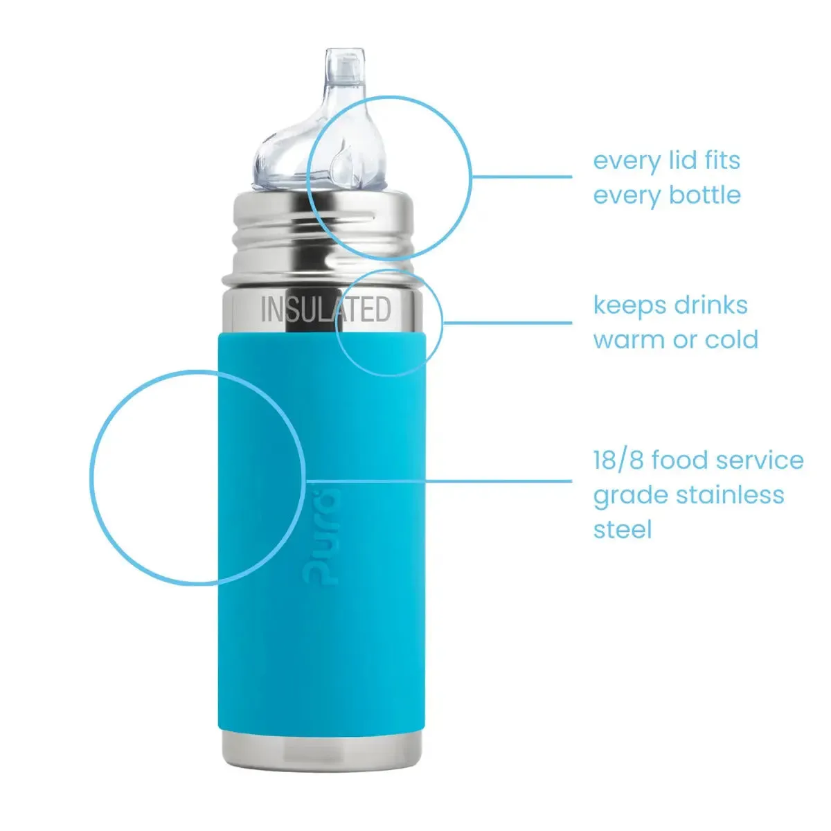 Pura gourde à bec inox isotherme 260 ml sans plastique