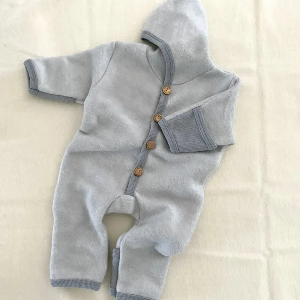 Cosilana Combinaison Bébé Polaire Laine Coton Bio Gris