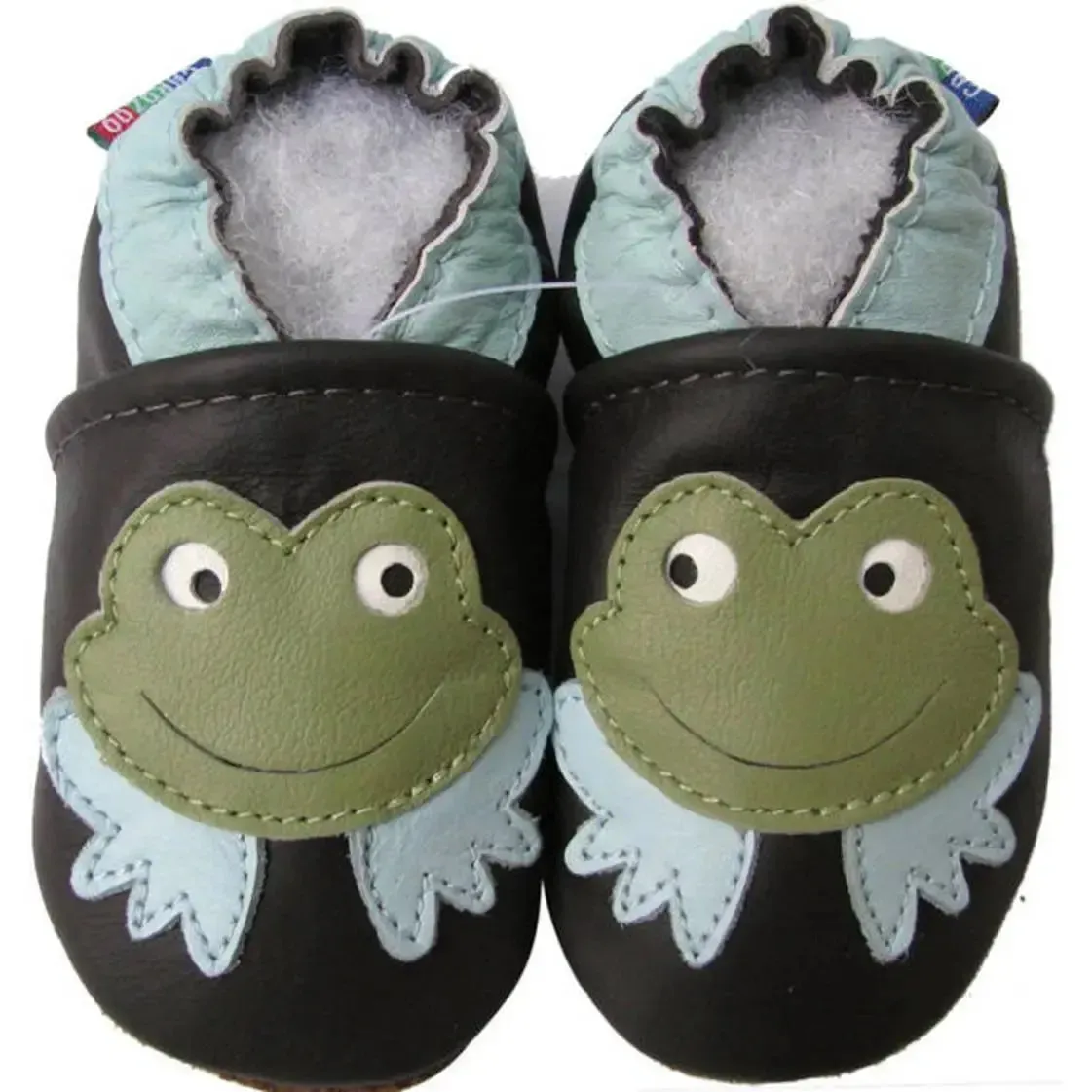 Carozoo Bunny chaussons cuir souple fond rouge