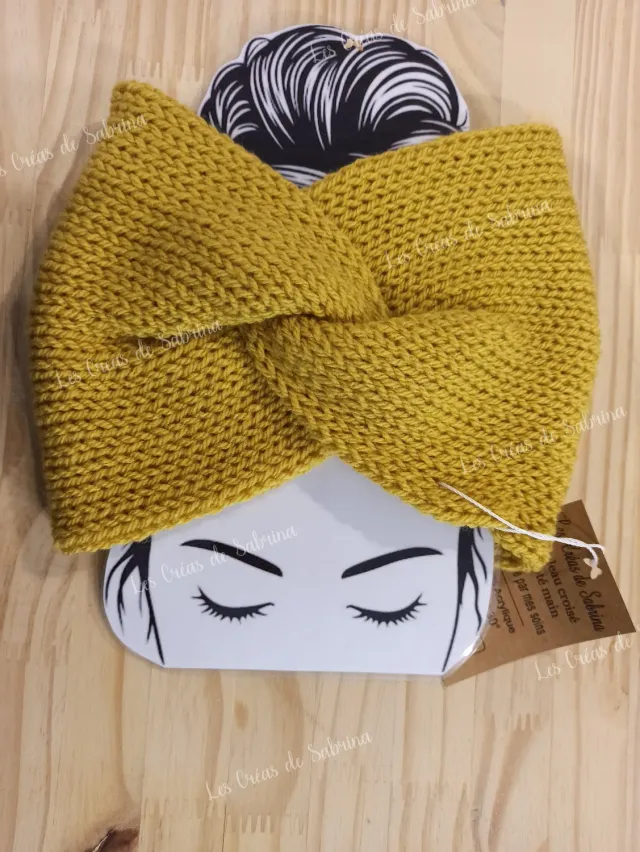 Les Créas de Sabrina bandeau croisé adulte tricoté acrylique