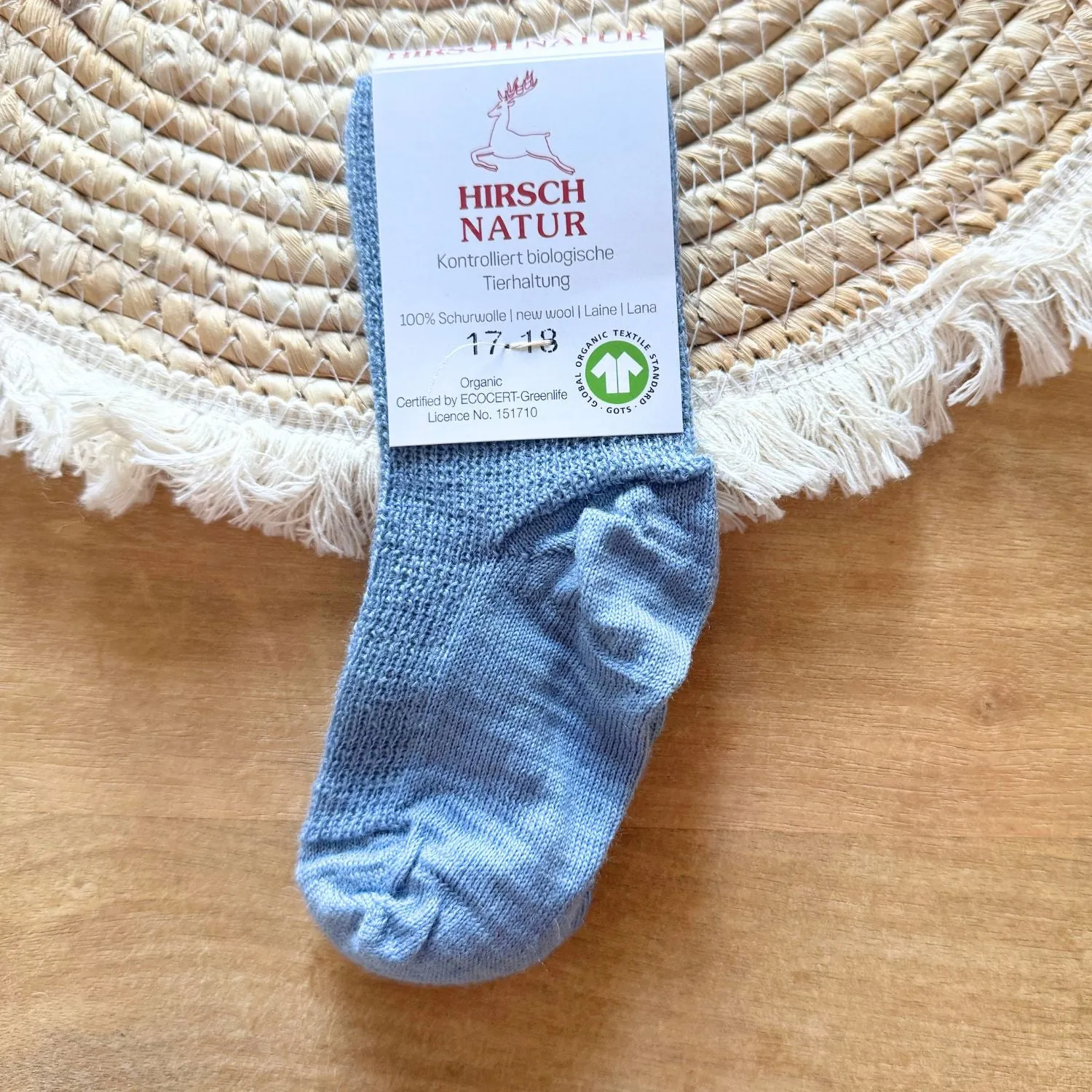 Chaussettes fines en laine bio Hirsch Natur