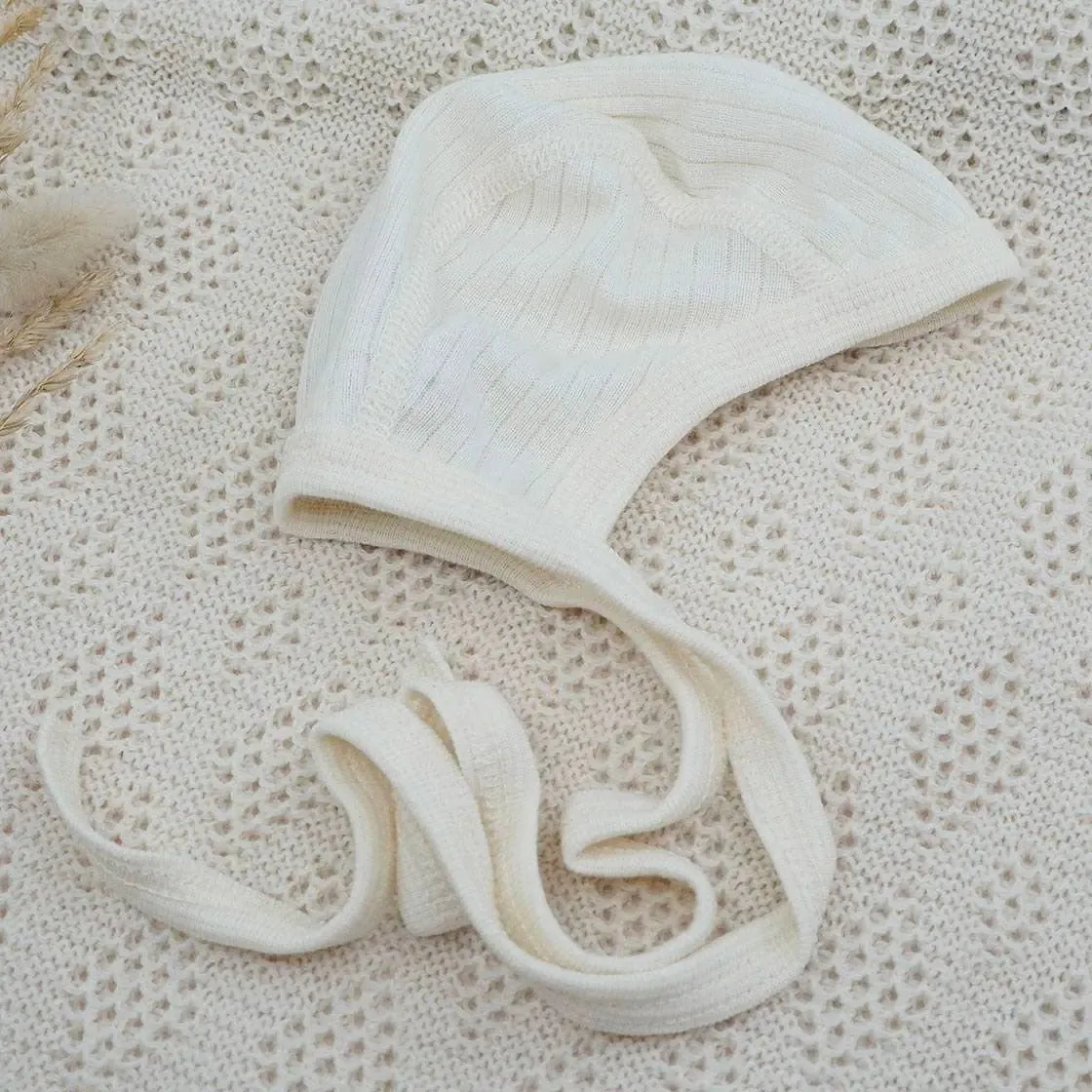 Cosilana bonnet a nouer bebe laine et soie