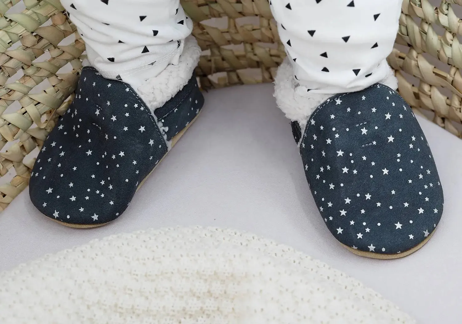 Lookidz chaussons bébé en cuir fourrés, 3-6 mois