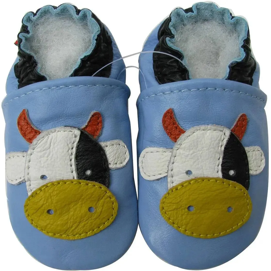 Carozoo Bunny chaussons cuir souple fond rouge
