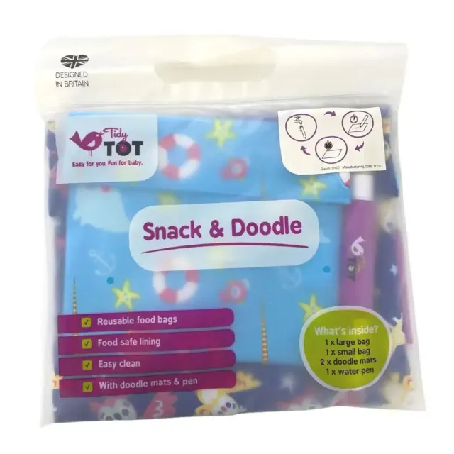 LiliNappy Tidy Tot sacs à goûter réutilisables avec tapis dessin