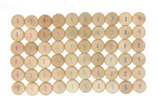 Grapat pièces à compter jouet bois 60 pièces numérotées