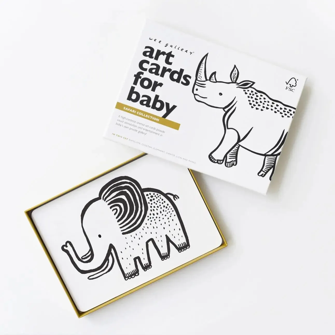 Wee Gallery cartes éveil bébé noir et blanc 6 contraste