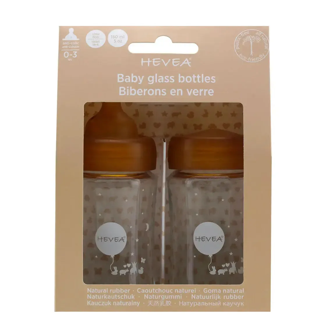 Hevea biberons verre sans plastique lot de 2