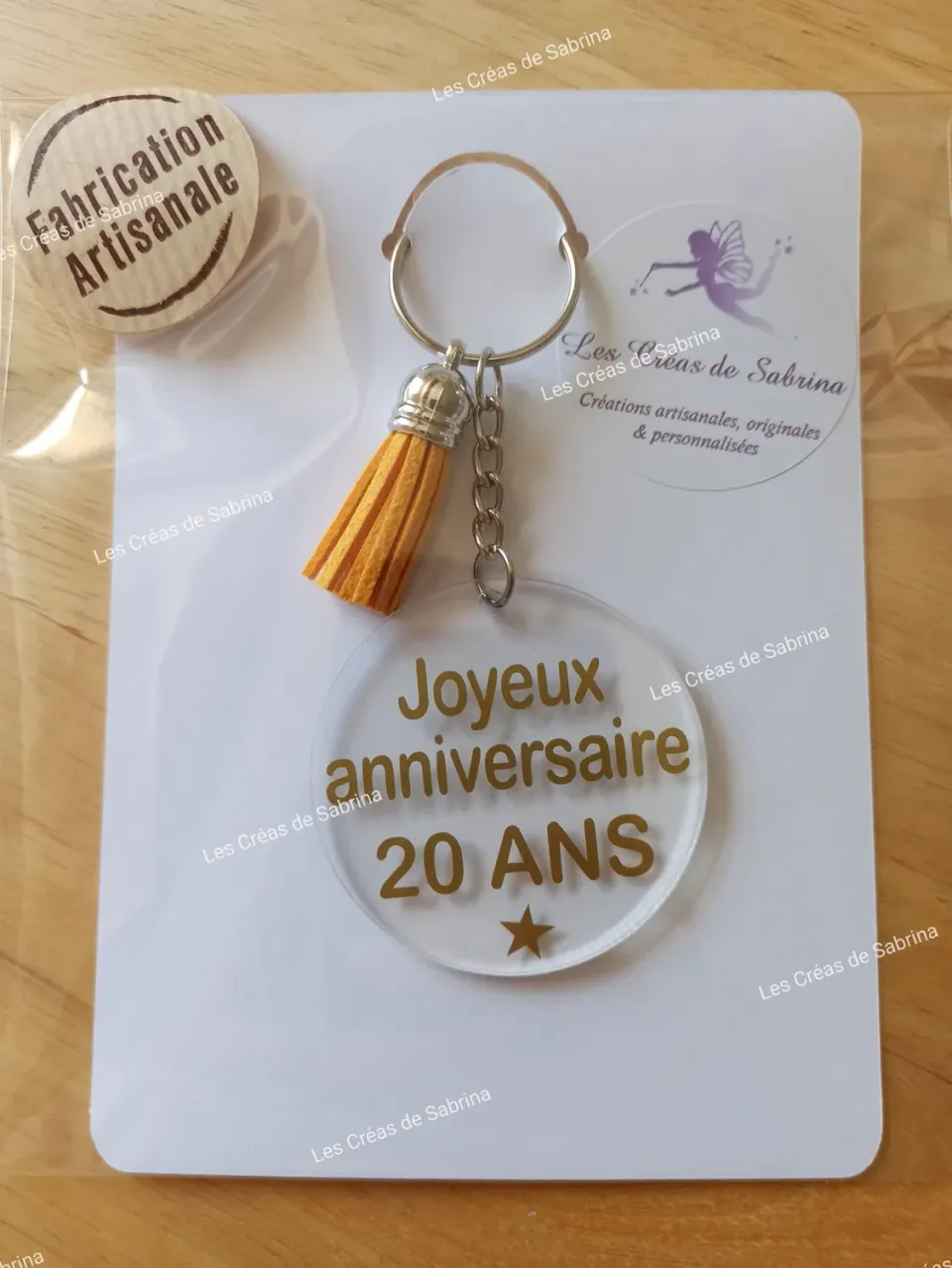 Les Créas de Sabrina porte-clés Joyeux anniversaire 20 ans