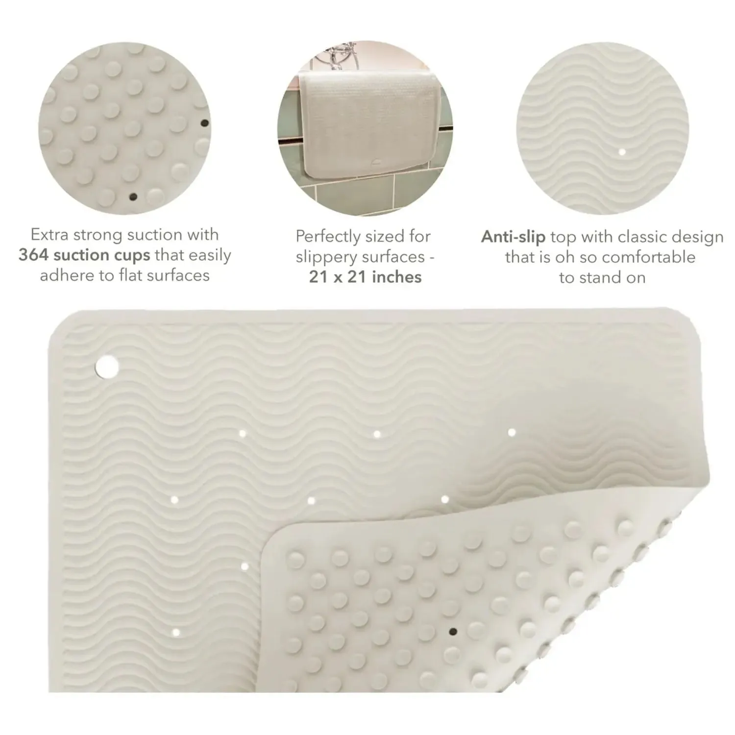 Hevea Wave tapis de bain caoutchouc 69x39cm antédérapant