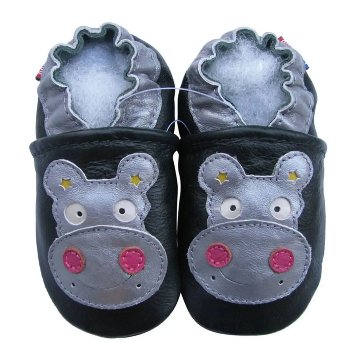 Carozoo Bunny chaussons cuir souple fond rouge