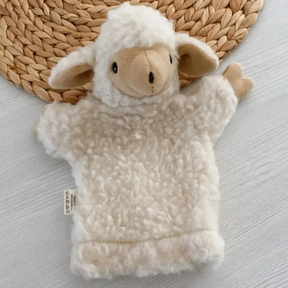 Saling marionnette agneau pure laine vierge fait main
